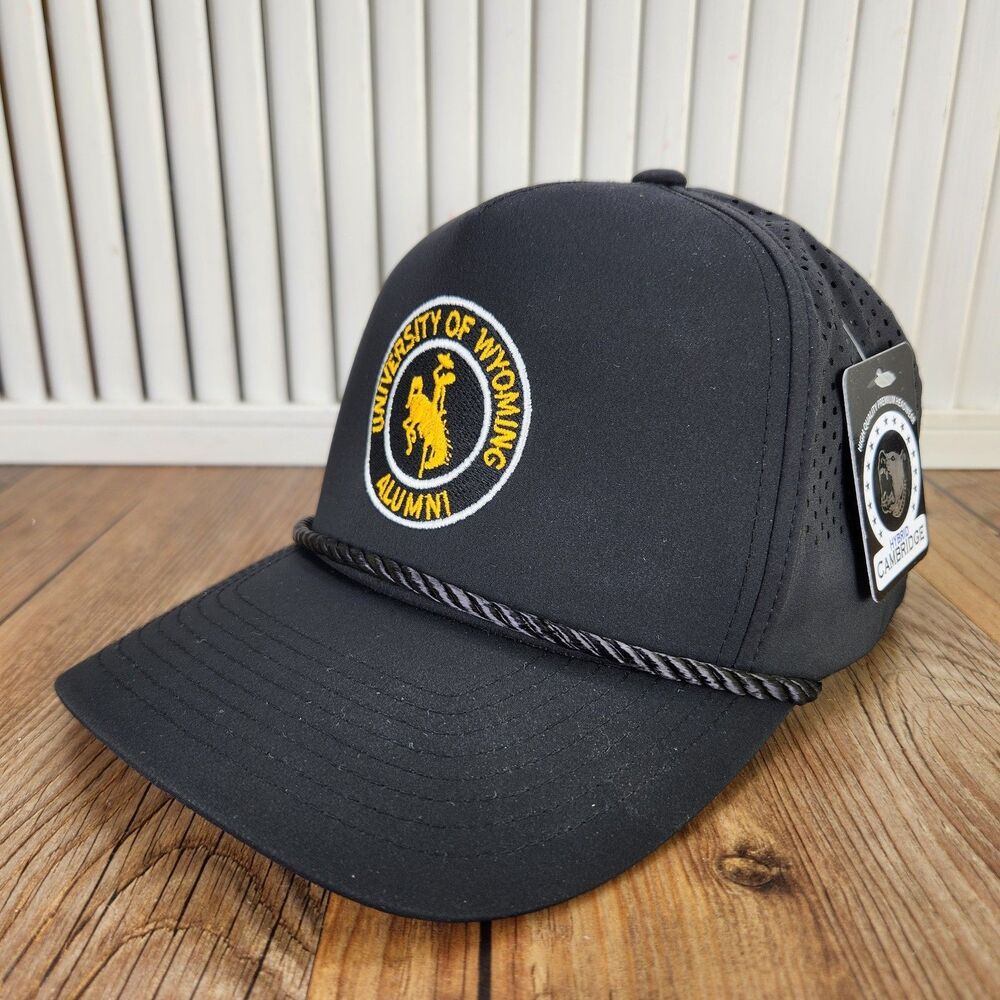 University of Wyoming Alumni Rope Snapback Hat Black Pit Bull Cambridge Hybrid